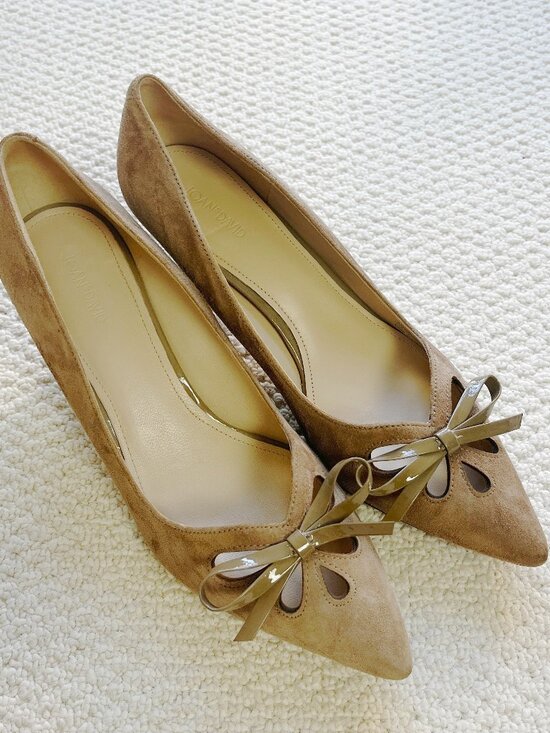 Joan & David Shoes - Joan & David Tan Suede Bow Kitten Heels 8M